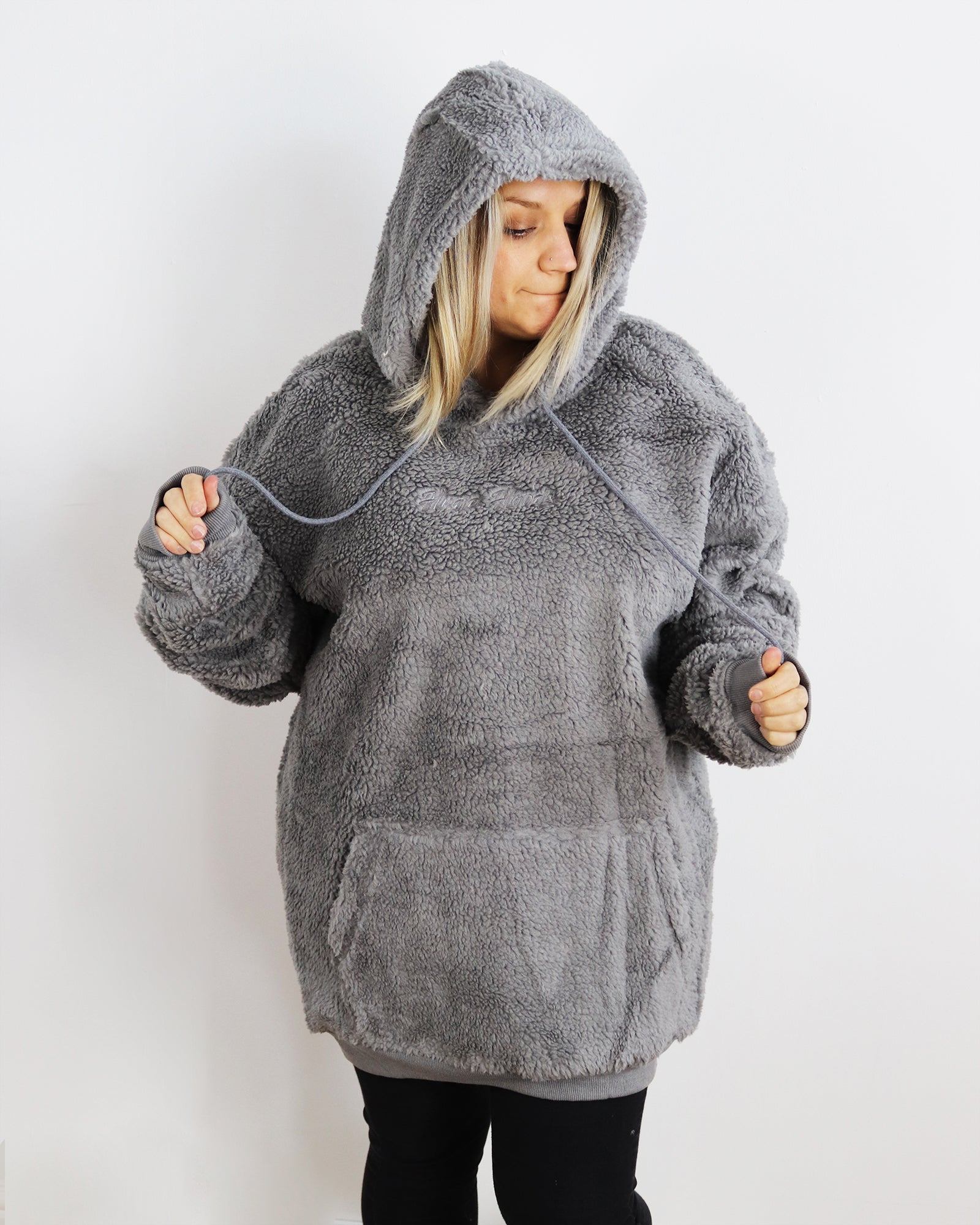 Huge Hood Grey Teddy Oversized & Huge Hoody