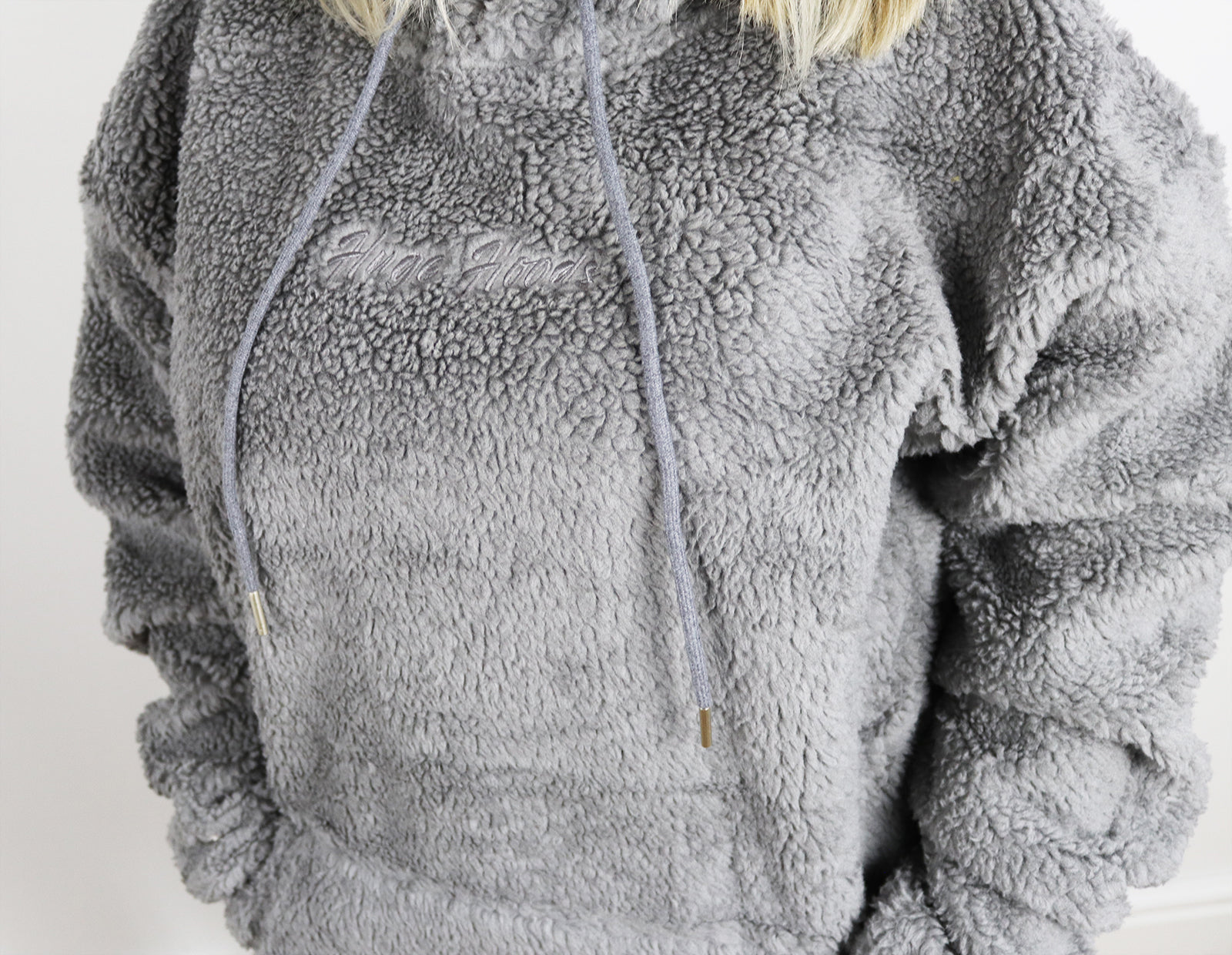 Huge Hood Grey Teddy Oversized & Huge Hoody